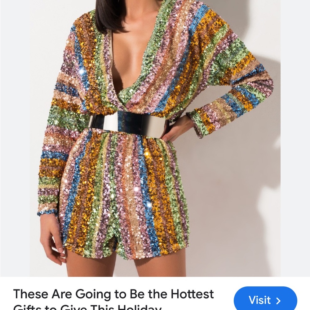 AKIRA Multicolor Sequin Romper